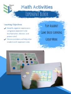 cover page for Exponent Rules Block game on Teachers pay teachers